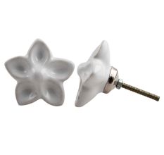 Solid White Ceramic Cabinet Flower Knob